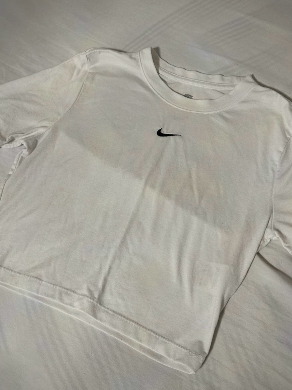 Nike White Short Sleeve T-Shirt with Black Swoosh